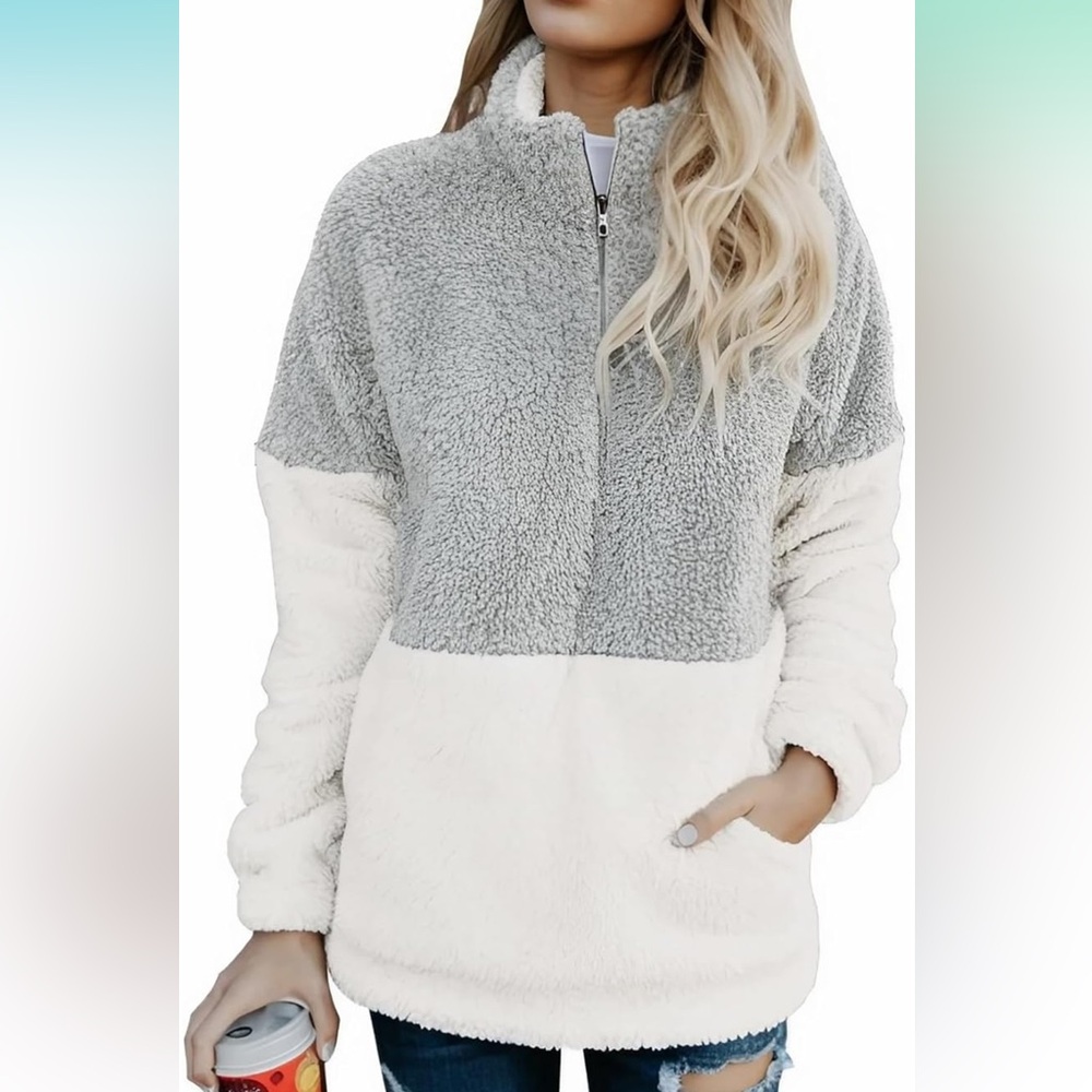 Acelitt Womens Oversized Fuzzy Fleece Sweatshirts with Pockets,